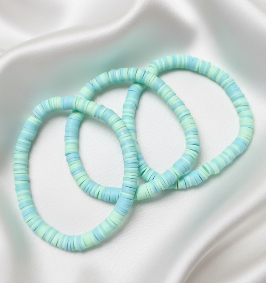 Clay Beads Bracelet Pastel Blue & Green