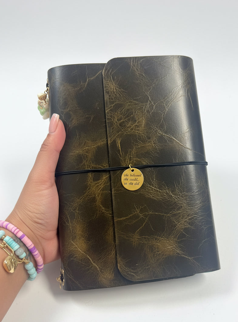 Handmade Real Leather Trifold Journal