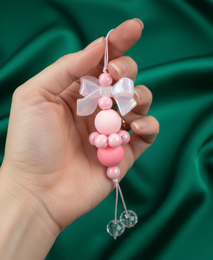 Pink Phone Charms Keychains