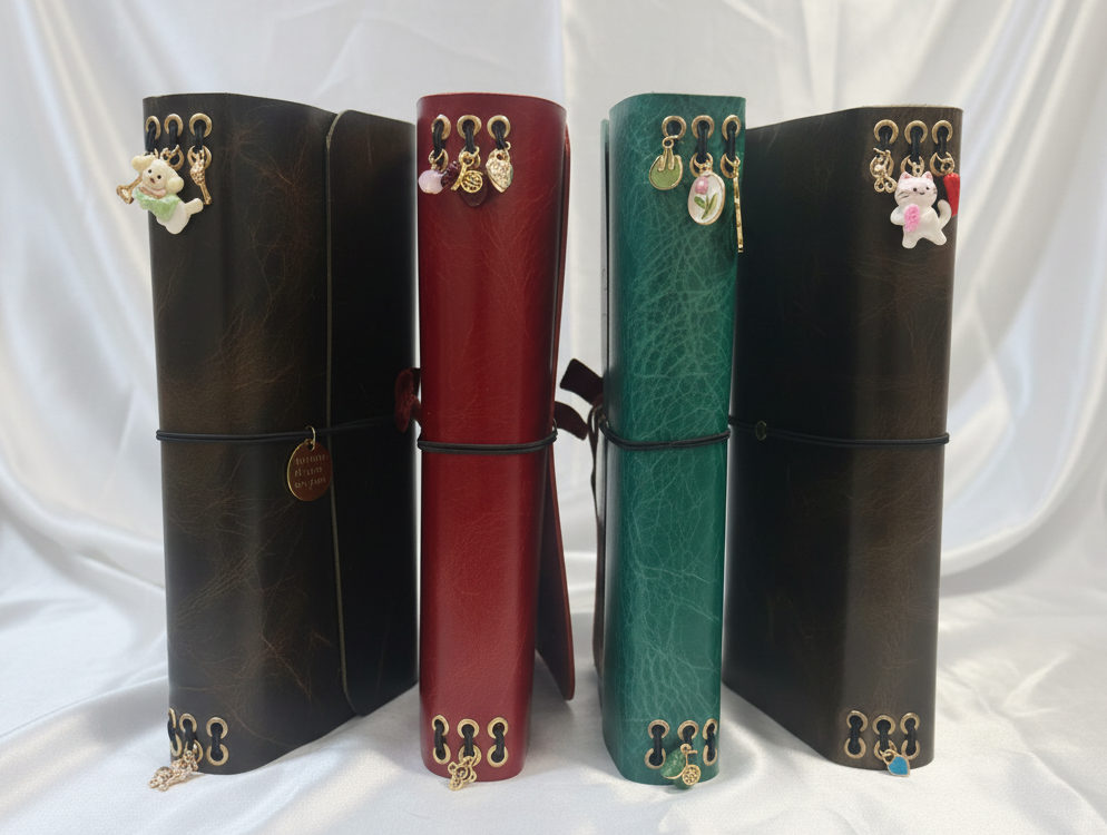 Handmade Real Leather Trifold Journal