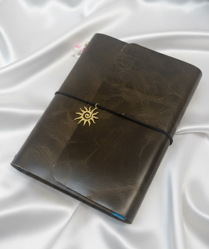 Handmade Real Leather Trifold Journal