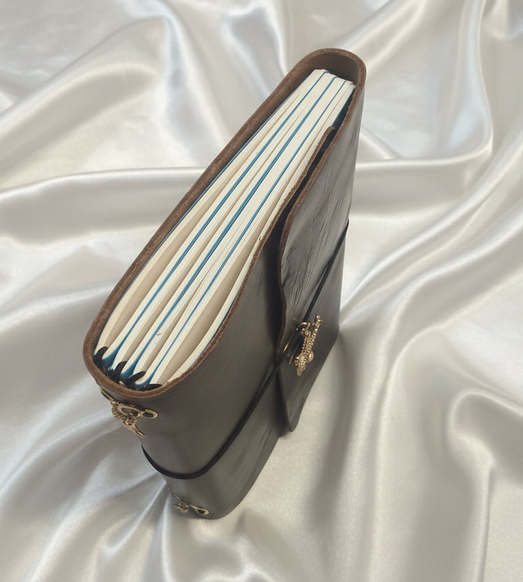 Handmade Real Leather Trifold Journal
