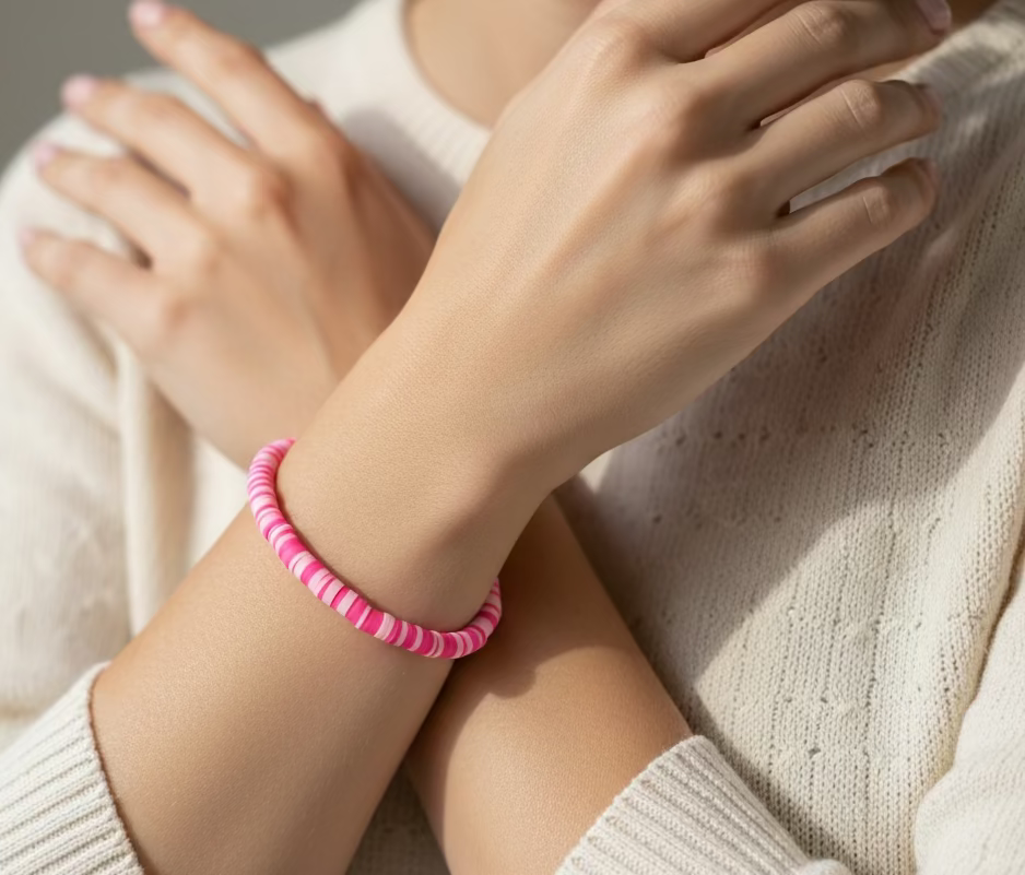 Clay Beads Bracelet Pink Combo