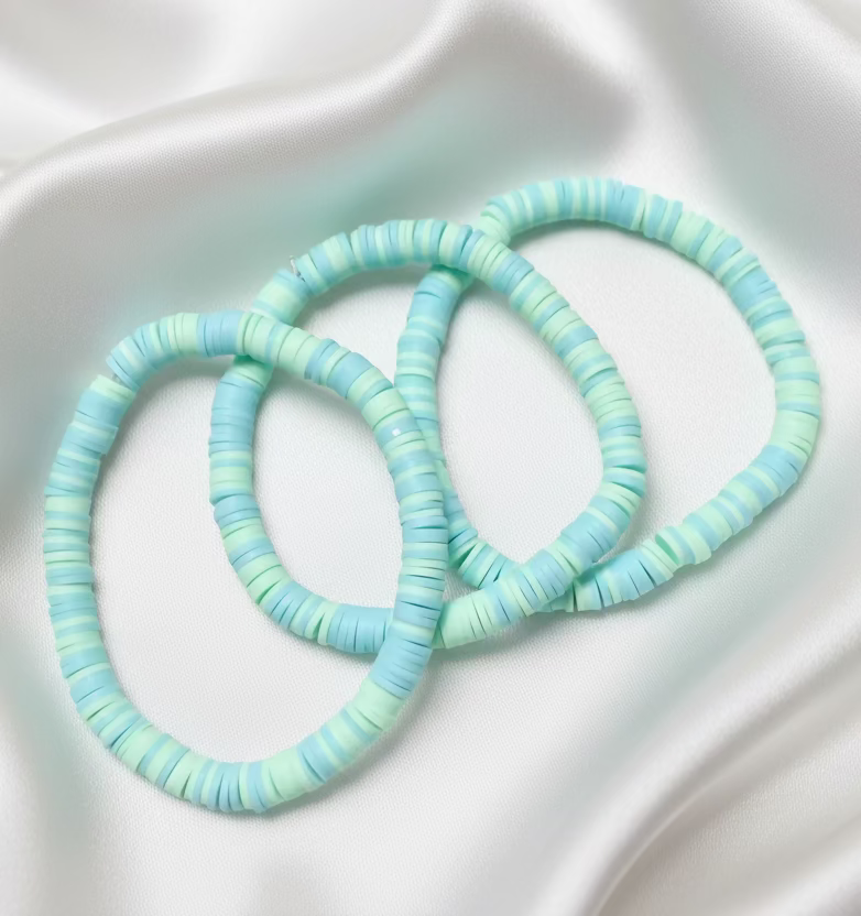 Clay Beads Bracelet Pastel Blue & Green