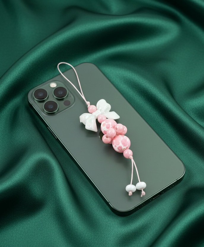 Pink Phone Charms Keychains